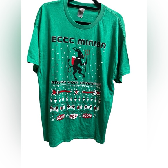 KRAMPUS Emerald City Comic Con Minion Unisex T-shirt Crew 2021 SZ XL Green EUC - Picture 1 of 13